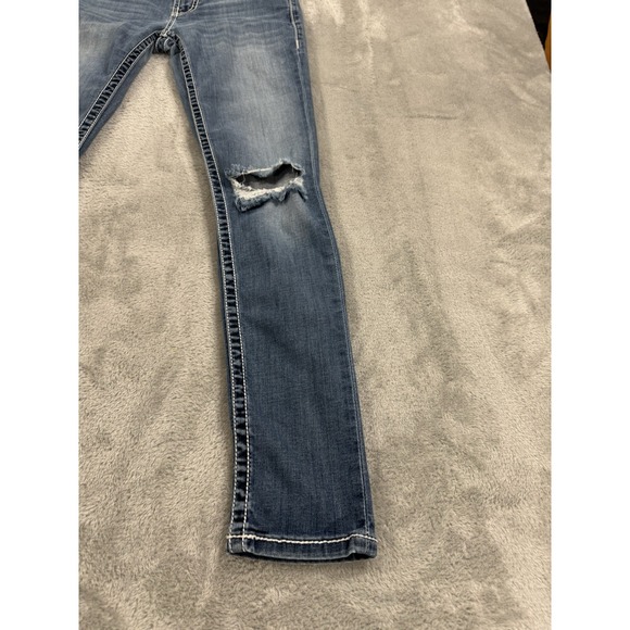BKE Jeans Womens 27R Stella Skinny Grunge Distressed Whiskered Stretch Western - Picture 8 of 16